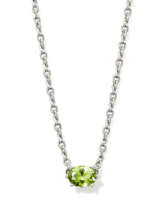 Cailin Silver Pendant Necklace in Green Peridot Crystal