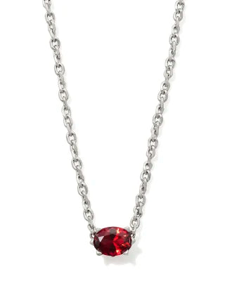 Cailin Silver Pendant Necklace in Red Crystal