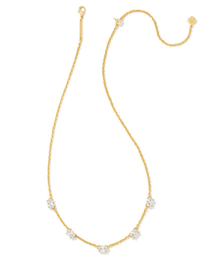 Cailin Gold Crystal Strand Necklace in White Crystal