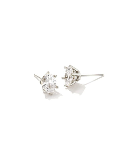 Cailin Silver Stud Earrings in White Crystal