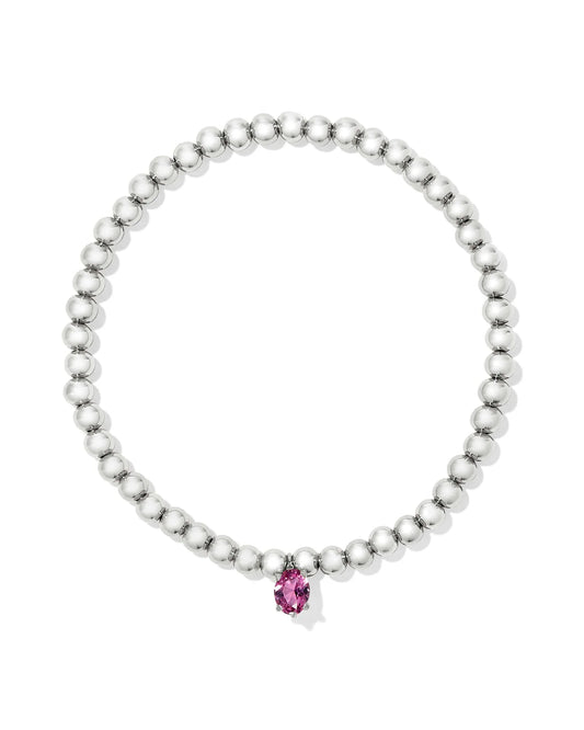 Cailin Silver Stretch Bracelet in Pink Crystal