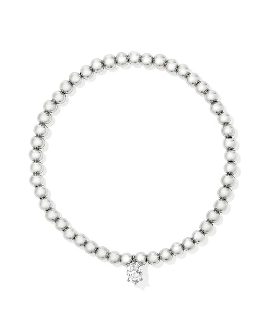 Cailin Silver Stretch Bracelet in White Crystal