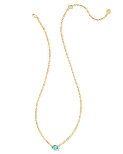Cailin Gold Pendant Necklace in Aqua Crystal