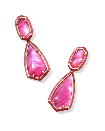 Camry Gold Enamel Frame Statement Earrings in Azalea Illusion