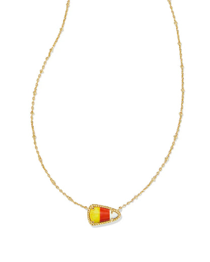 Candy Corn Gold Short Pendant Necklace in Candy Corn Magnesite