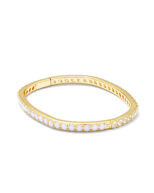 Chandler Gold Bangle Bracelet in White Opalite Mix