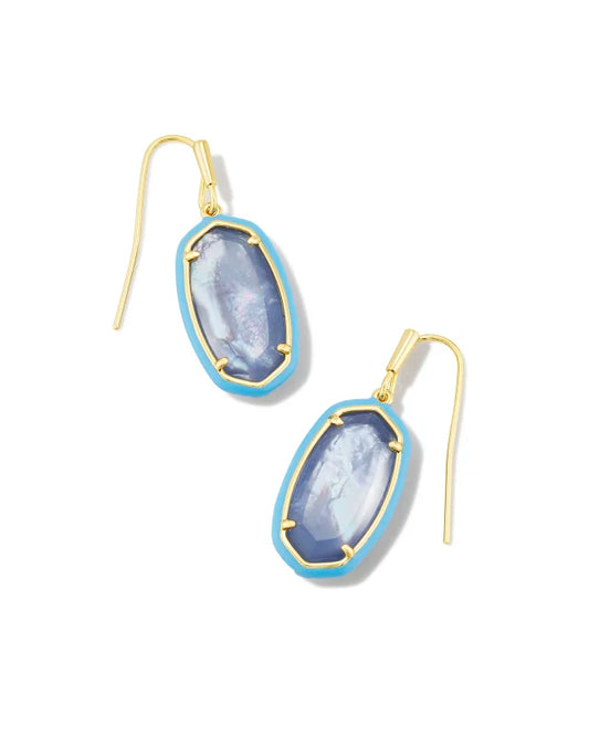 Dani Gold Enamel Framed Drop Earrings in Periwinkle Illusion