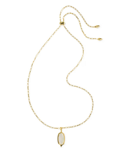 Dani Stepped Frame Gold Long Pendant Necklace in Ivory Mother-of-Pearl