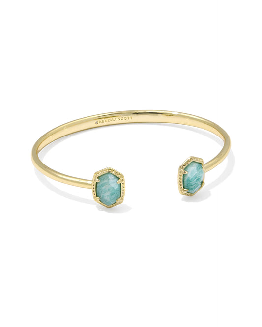 Daphne Gold Frame Cuff Bracelet in Teal Amazonite