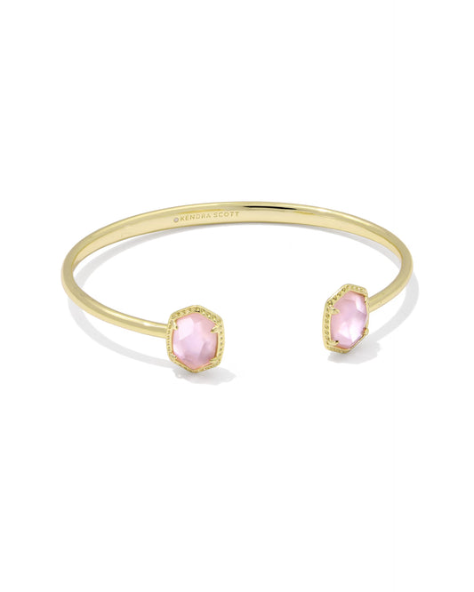 Daphne Gold Frame Cuff Bracelet in Light Pink Mother-of-Pearl