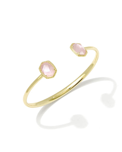 Daphne Gold Frame Cuff Bracelet in Light Pink Mother-of-Pearl