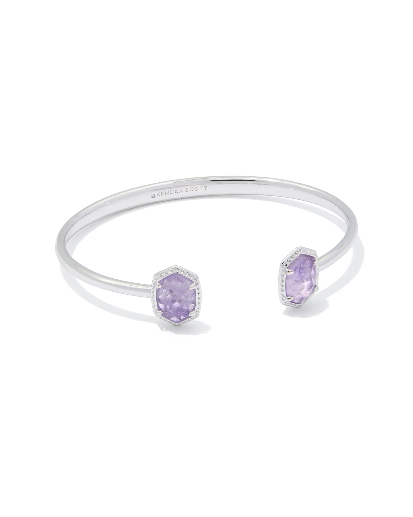 Daphne Silver Frame Cuff Bracelet in Amethyst