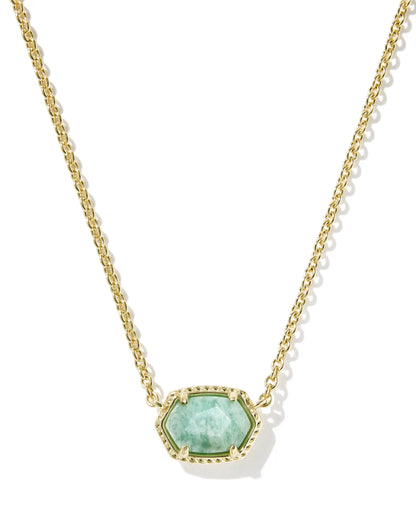 Daphne Gold Frame Short Pendant Necklace in Teal Amazonite