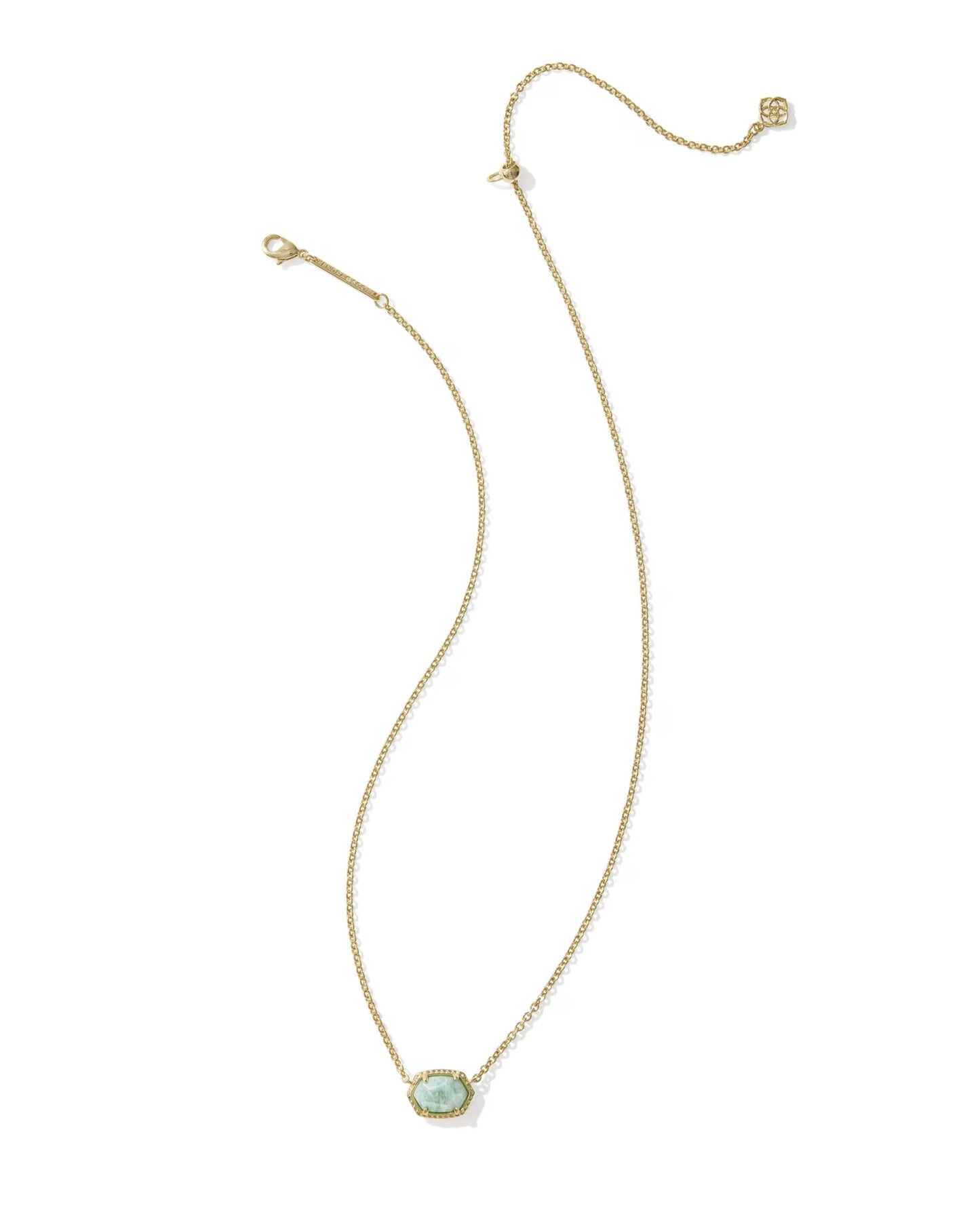 Daphne Gold Frame Short Pendant Necklace in Teal Amazonite