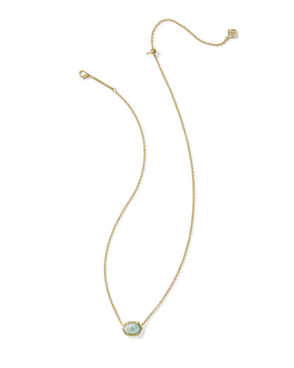 Daphne Gold Frame Short Pendant Necklace in Teal Amazonite