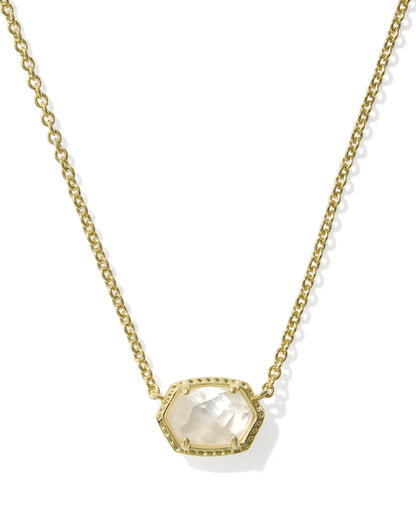Daphne Gold Frame Short Pendant Necklace in Ivory Mother-of-Pearl