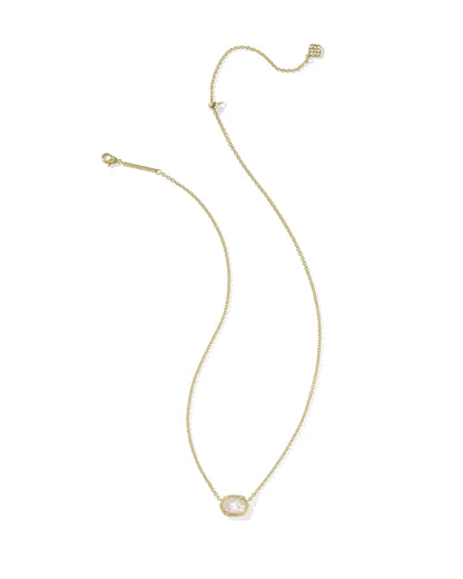 Daphne Gold Frame Short Pendant Necklace in Ivory Mother-of-Pearl