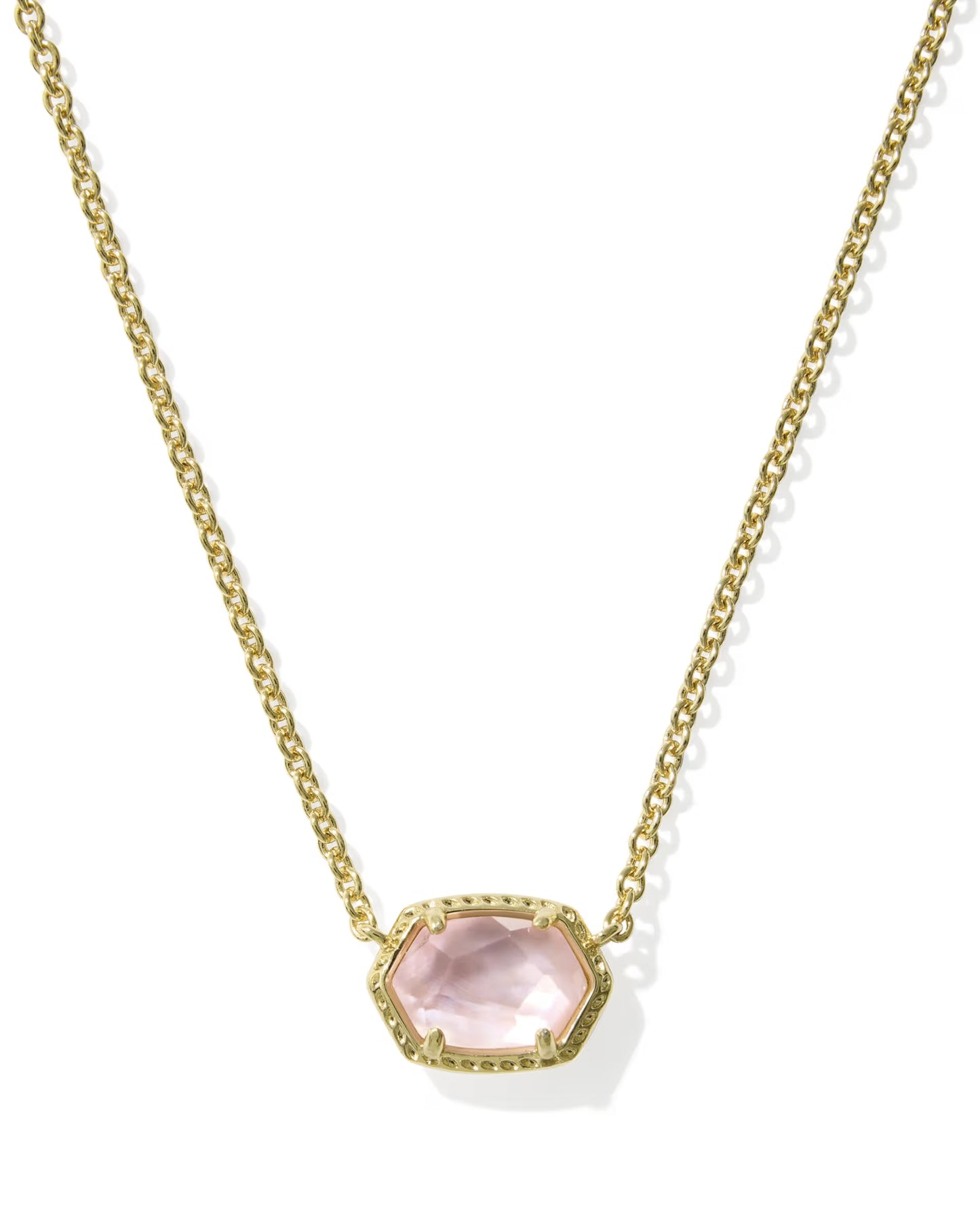 Daphne Gold Frame Short Pendant Necklace in Light Pink Mother-of-Pearl