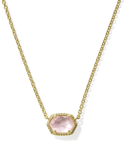 Daphne Gold Frame Short Pendant Necklace in Light Pink Mother-of-Pearl