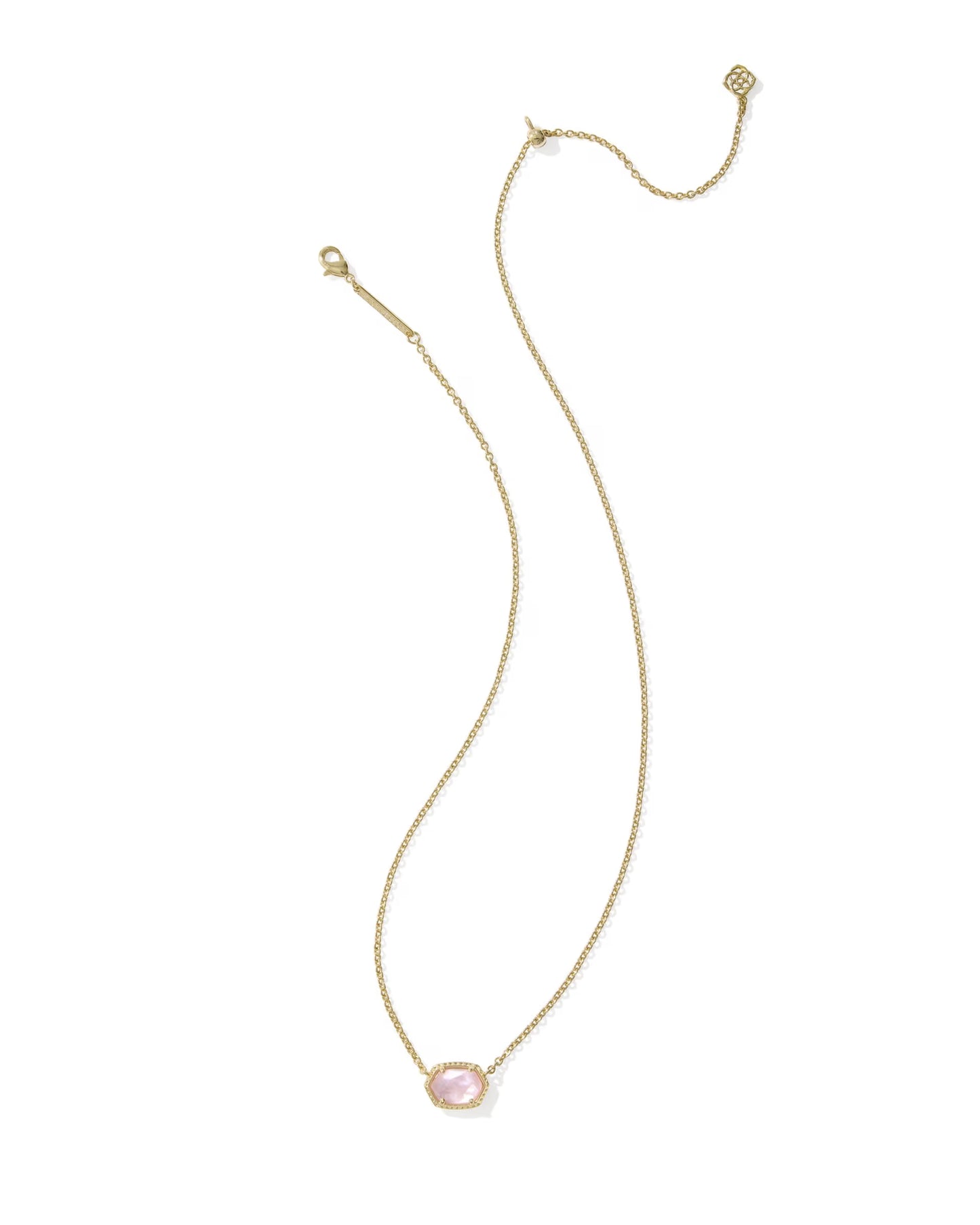 Daphne Gold Frame Short Pendant Necklace in Light Pink Mother-of-Pearl