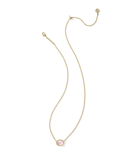 Daphne Gold Frame Short Pendant Necklace in Light Pink Mother-of-Pearl