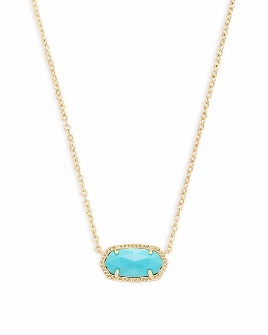 Elisa Gold Pendant Necklace in Turquoise