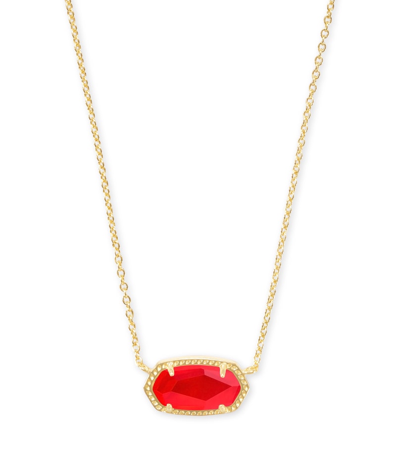 Elisa Gold Pendant Necklace in Red Illusion