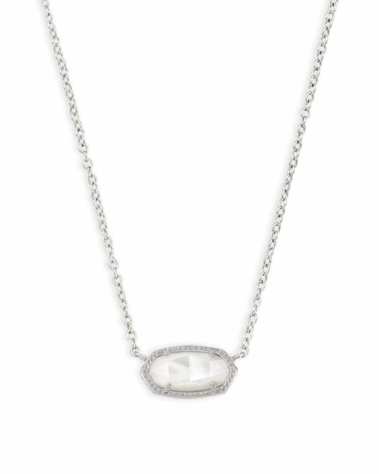 Elisa Silver Pendant Necklace in Ivory Mother-of-Pearl
