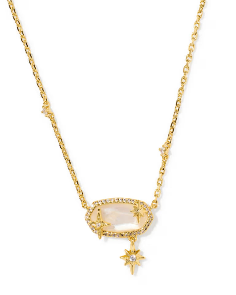Elisa Star Gold Short Pendant Necklace in Crystal Ivory Illusion