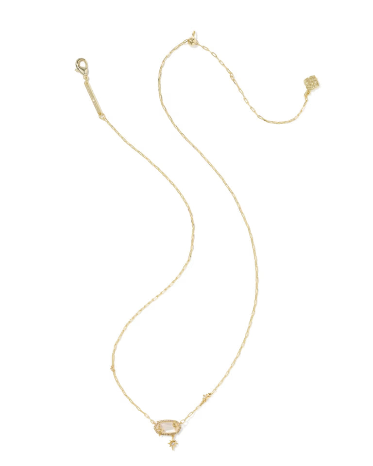 Elisa Star Gold Short Pendant Necklace in Crystal Ivory Illusion