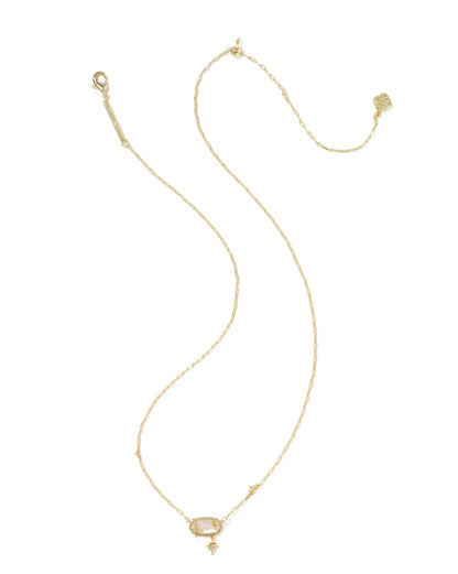 Elisa Star Gold Short Pendant Necklace in Crystal Ivory Illusion