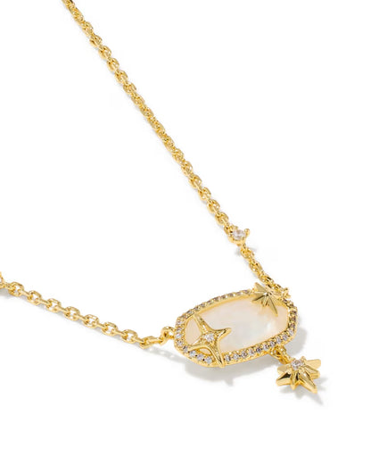 Elisa Star Gold Short Pendant Necklace in Crystal Ivory Illusion