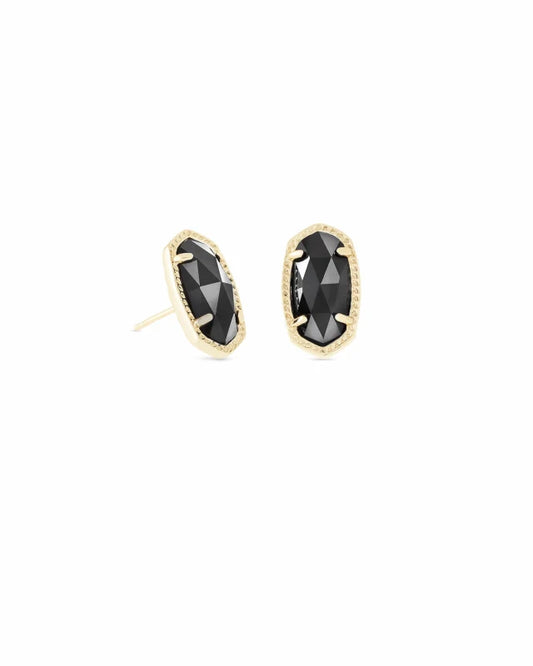 Ellie Gold Stud Earrings in Black