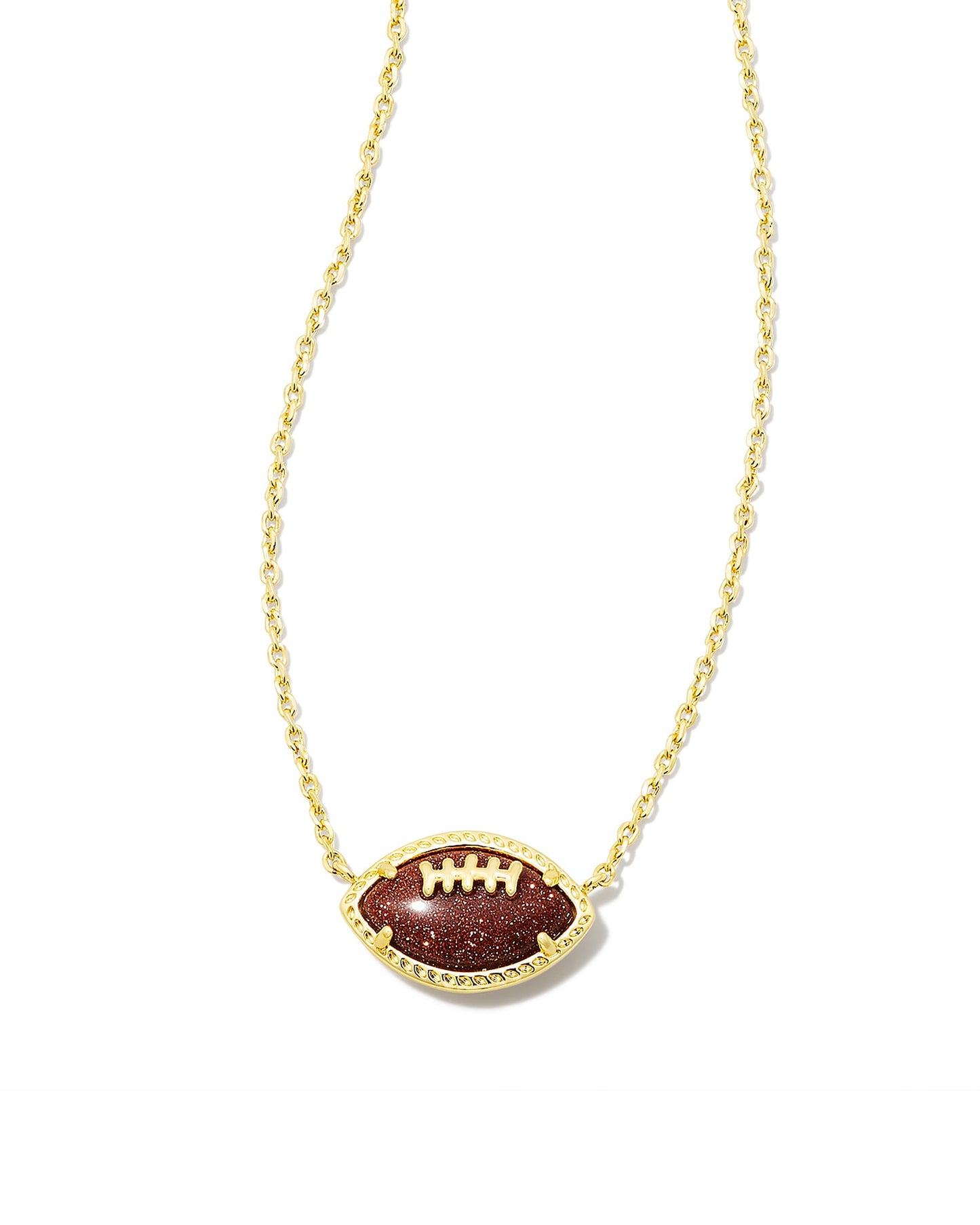 Football Gold Pendant Necklace In Orange Goldstone