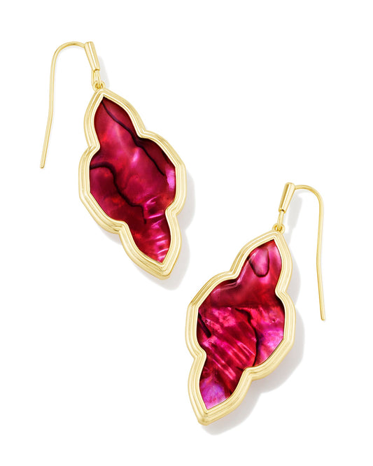 Framed Abbie Gold Drop Earrings in Light Burgundy Illusion