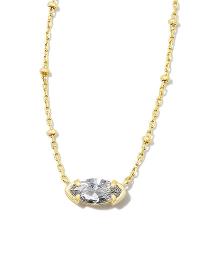 Genevieve Gold Satellite Pendant Necklace with White Crystal