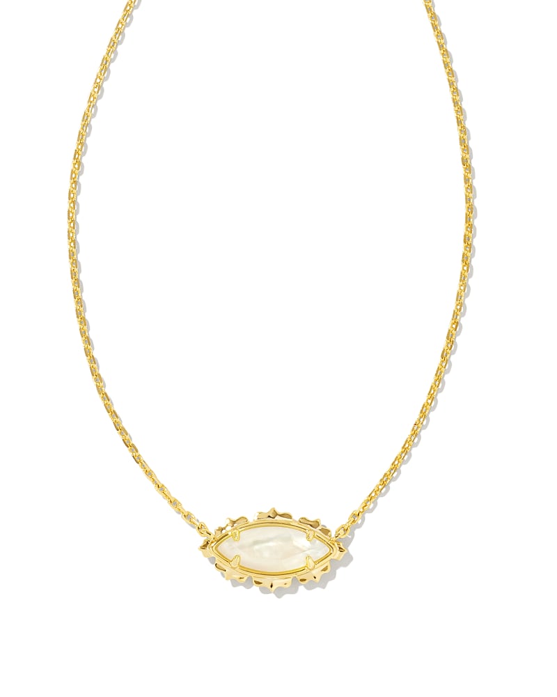 Genevieve Gold Pendant Necklace in Ivory Mother of Pearl
