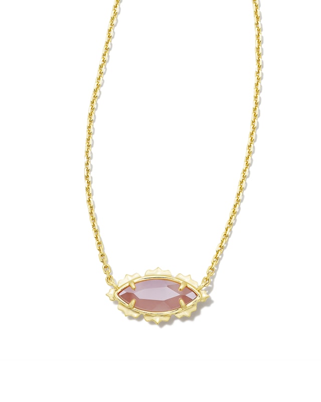 Genevieve Gold Pendant Necklace in Pink Cats Eye