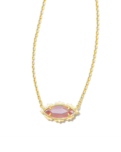 Genevieve Gold Pendant Necklace in Pink Cats Eye