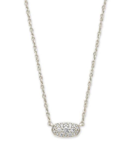Grayson Silver Crystal Pendant Necklace in White Crystal