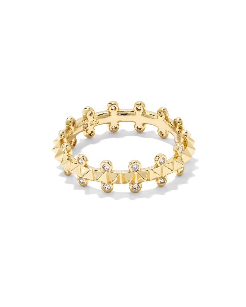 Jada Gold Band Ring in White Crystal
