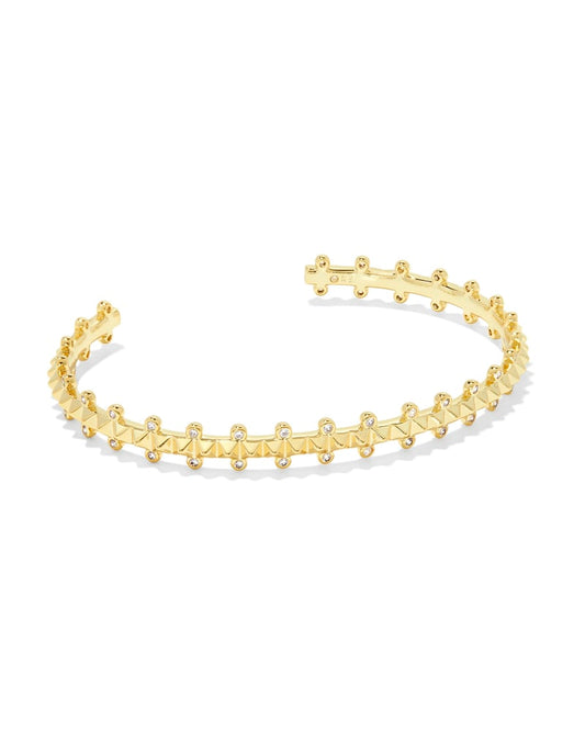 Jada Gold Cuff Bracelet in White Crystal