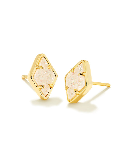 Kinsley Gold Stud Earrings in Iridescent Drusy