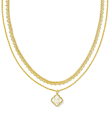 Mallory Rose Gold Multi Strand Necklace in Ivory Mother-of-Pearl