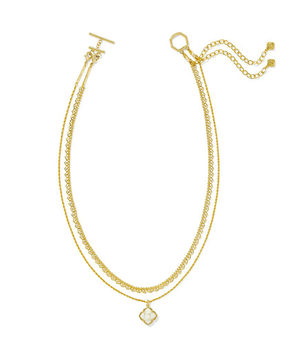 Mallory Rose Gold Multi Strand Necklace in Ivory Mother-of-Pearl
