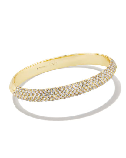 Mikki Gold Pave Bangle Bracelet in White Crystal