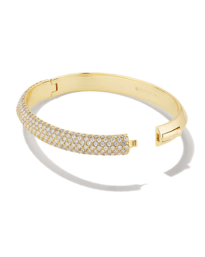 Mikki Gold Pave Bangle Bracelet in White Crystal