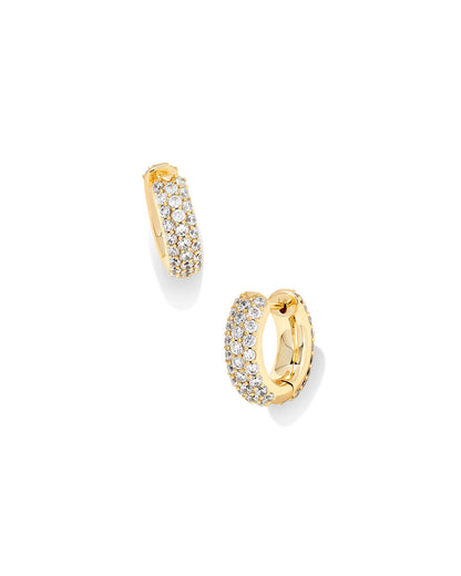 Mikki Pave Huggie Earrings Box in Gold