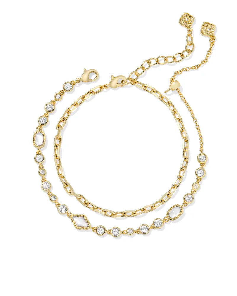 Mini Elisa Abbie Gold Set Bracelet in White Mix