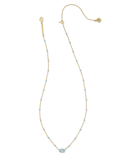 Mini Elisa Gold Enamel Frame Short Pendant Necklace in Periwinkle Mini Elisa Gold Enamel Frame Short Pendant Necklace in Periwinkle